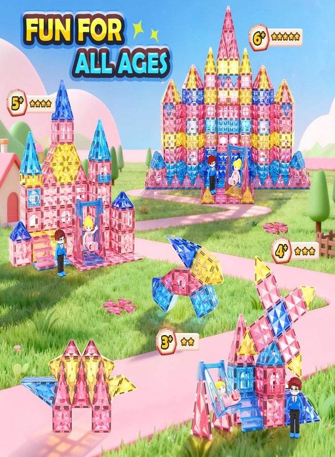 كودو مكعبات بناء مغناطيسية ماسية من كودو، لعبة حسية تعليمية للأولاد والبنات، قلعة وردية، بيت دمى، ألعاب أميرة خيالية، مناسبة للفتيات من عمر 3 إلى 6 سنوات، هدية مثالية لأعياد الميلاد والكريسماس. - Image 5